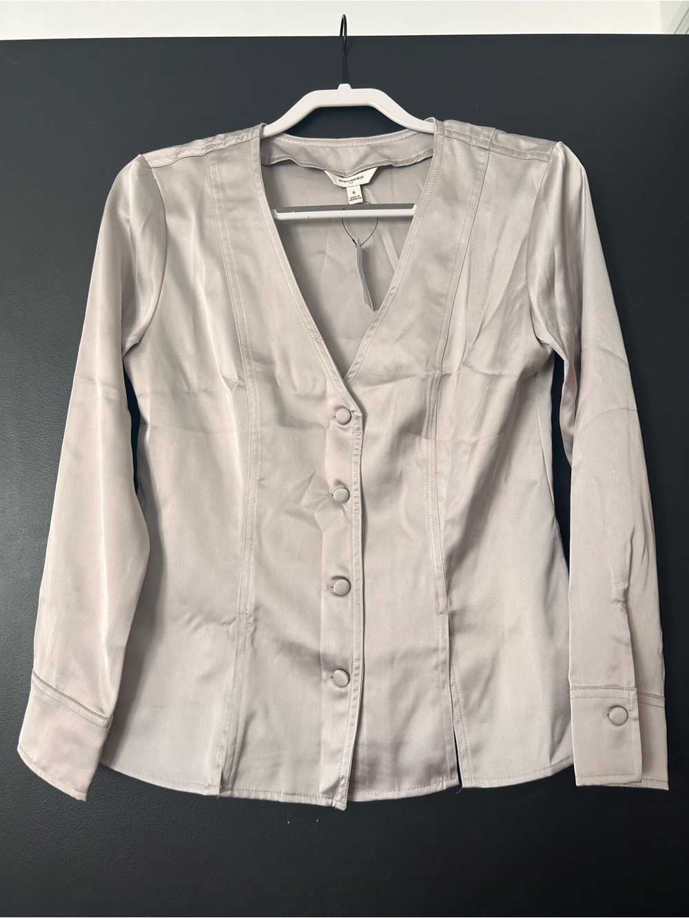 Banana Republic Light Taupe V-Neck Blouse